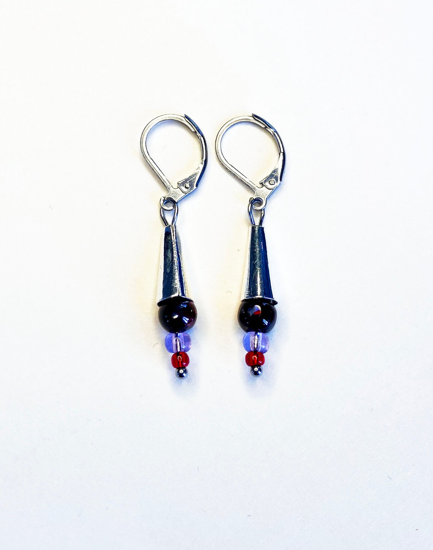 12. Garnet and bead drop earrings