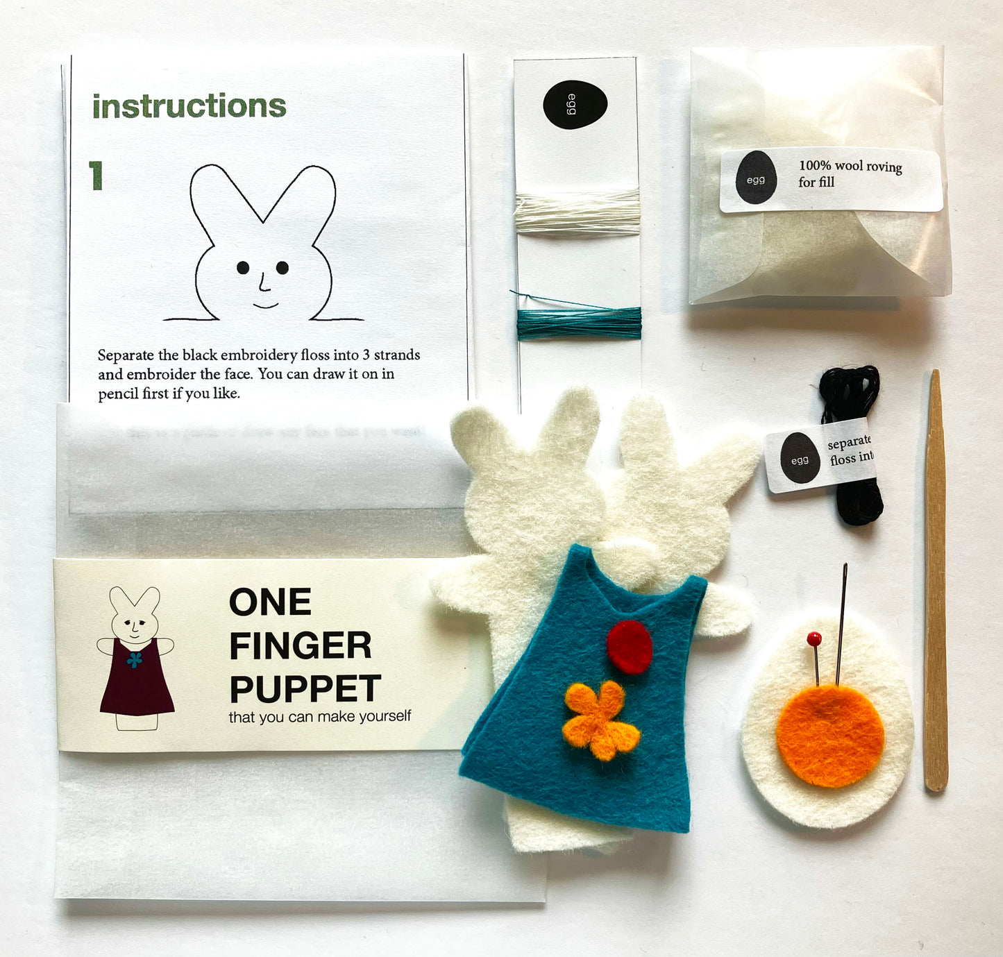 Q1 Bunny Finger Puppet Kit