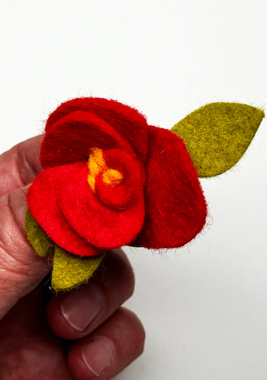 Flower Pin - Red - Premade