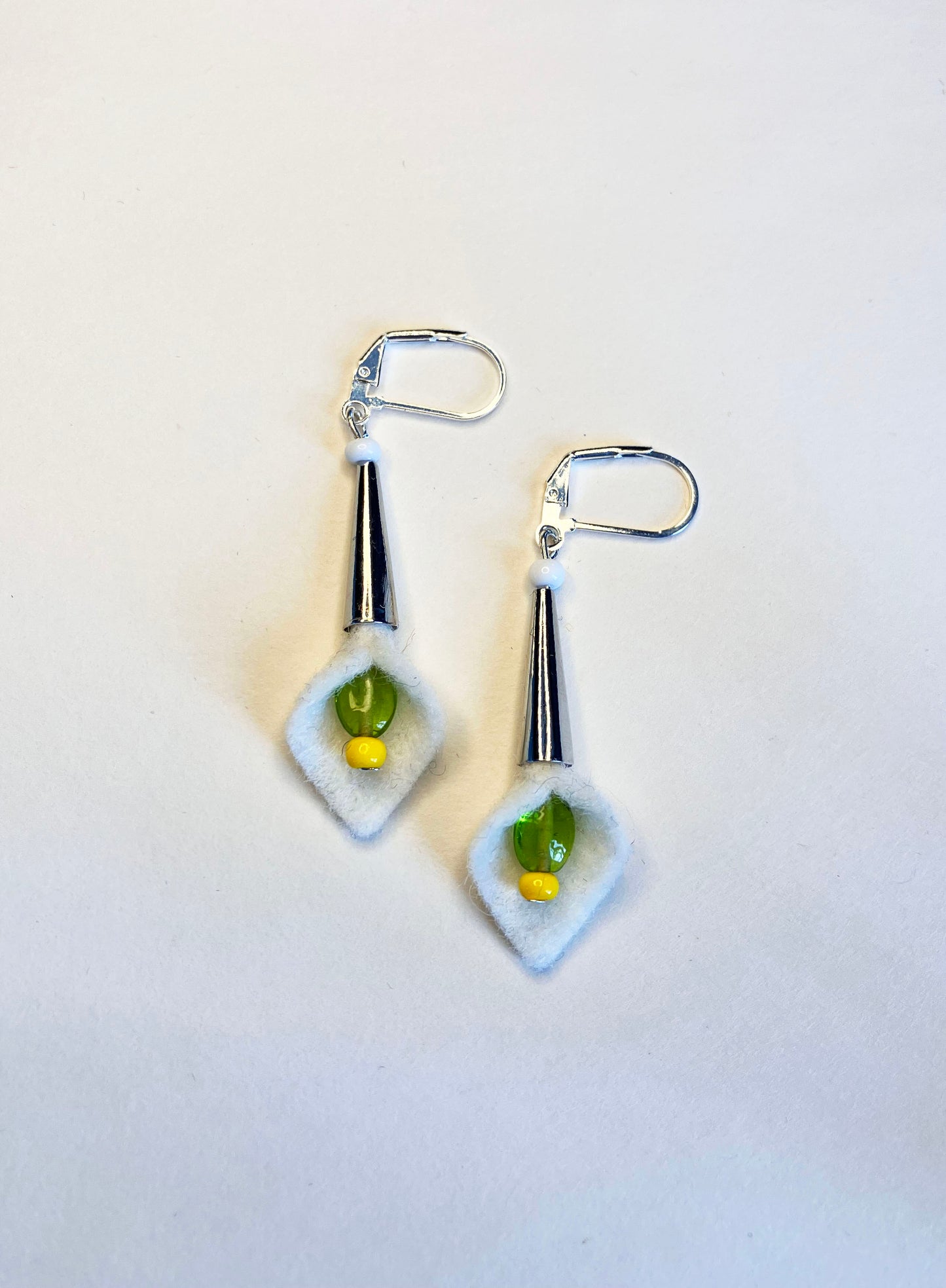 5. White Petal Drop Earrings