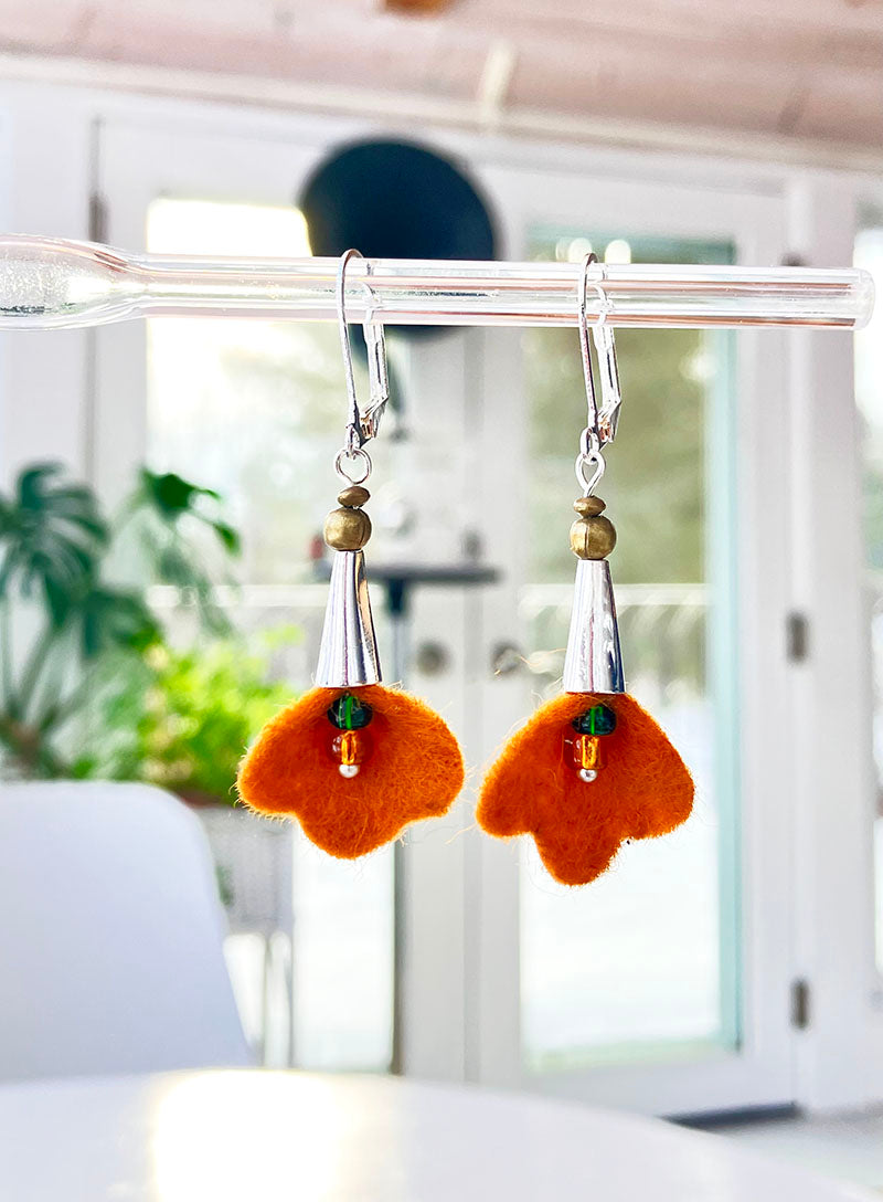 3. Orange Flower Drop Earrings