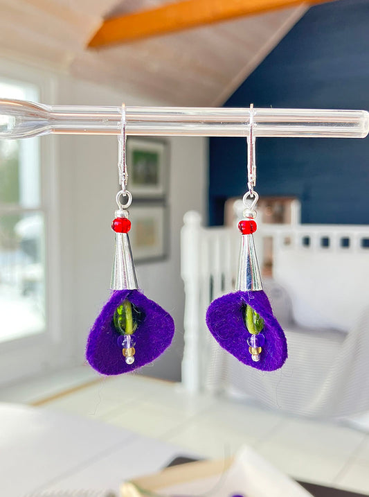 6.  Purple Petal Drop Earrings